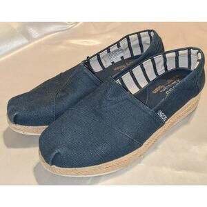 Skechers Bobs Highlights 2.0 Fairy Duster Espadrilles Low Wedge Shoes Sz 9 Navy